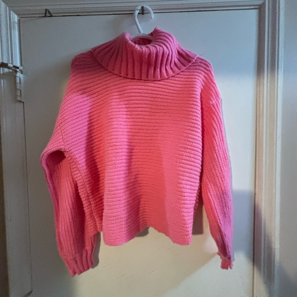 Promesa Pink Chunky Knit Turtleneck Sweater
